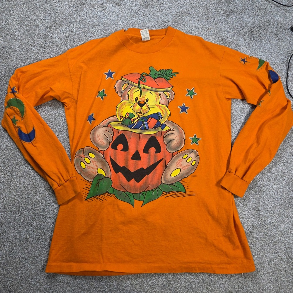 Vintage 1996 Halloween Bear Pumpkin Shirt XL Y2K 90s